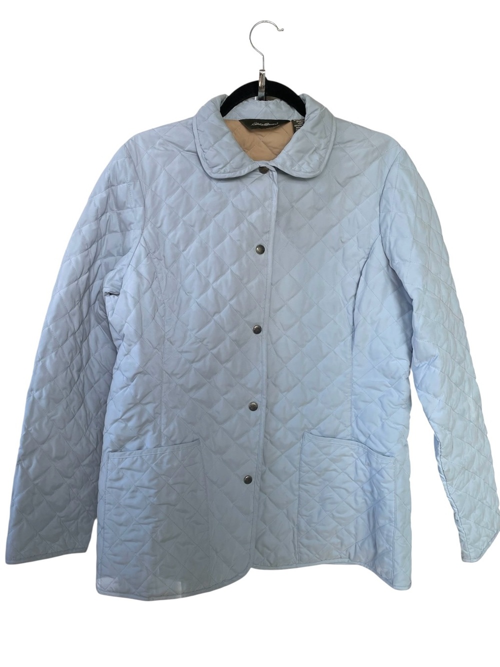 Eddie Bauer Goose Down Quilted Snap-Front Jacket Barn Coat Light Blue L